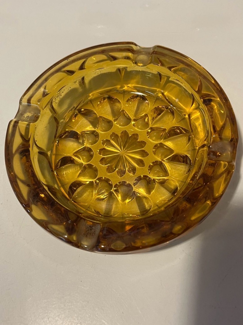 Vintage Amber Glass Ashtray